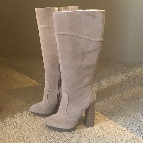 BCBG Shoes - GORGEOUS BCBG Charlize Beige Suede Knee Boots 6